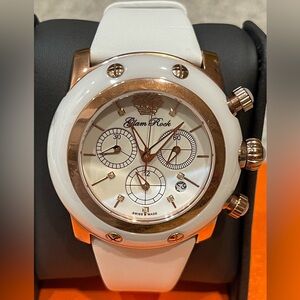 Glam Rock White and Gold Chronograph Watch